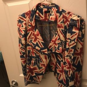 Britian flag jean jacket. Size M.